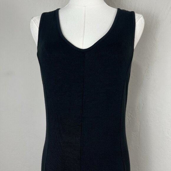 Toad & Co Dress Daisy Rib Sleeveless Tank Black Swing Lyocell Knee Size Medium - Picture 2 of 12